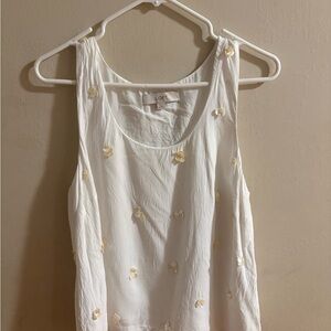 LOFT Ivory Tank Top with Subtle Gold Details